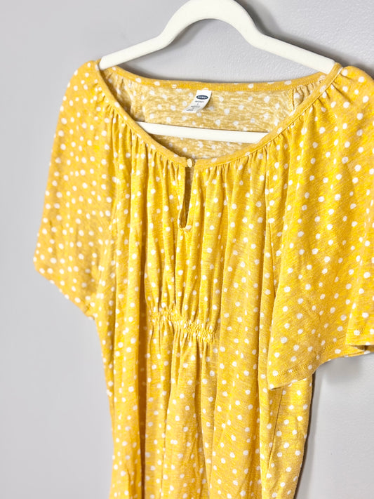 L - Old Navy Yellow Polka Dot Shirt