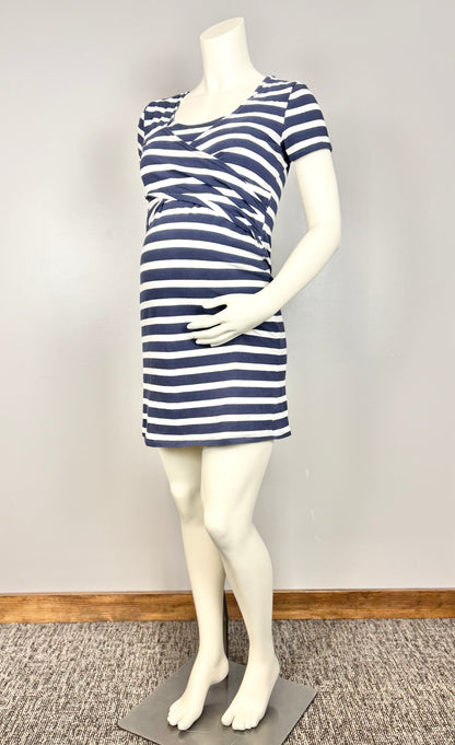 M – Thyme Blue and White Striped Nursing Dress