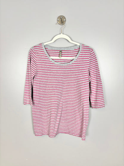 L - Thyme Grey & Pink Long Sleeve Shirt
