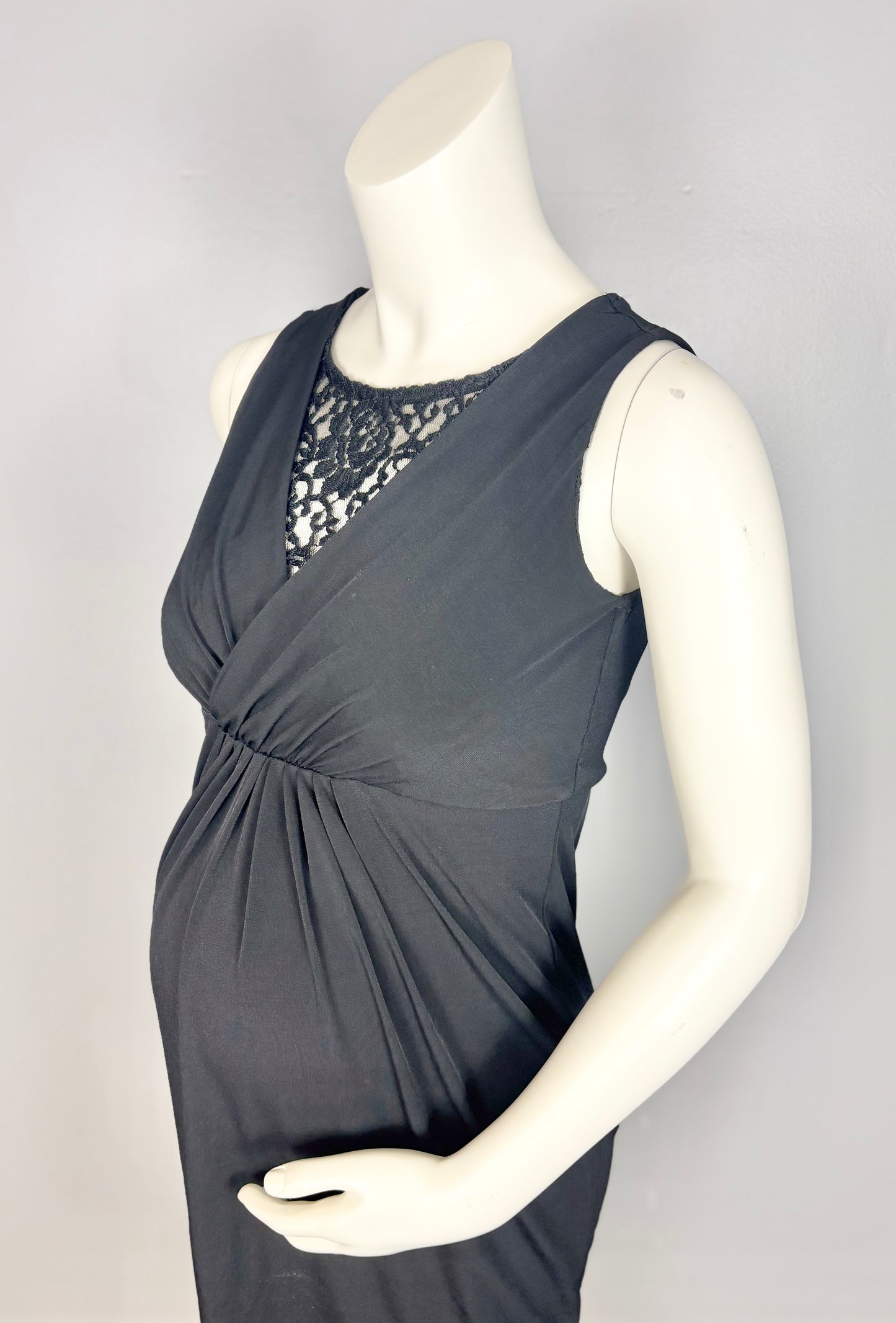 S - Motherhood Black Cross-Front Dress