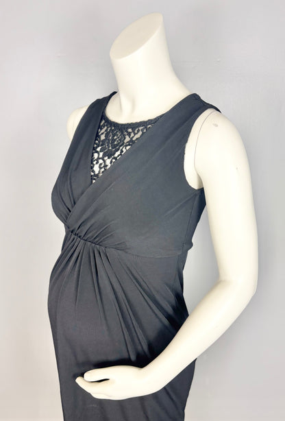 S - Motherhood Black Cross-Front Dress