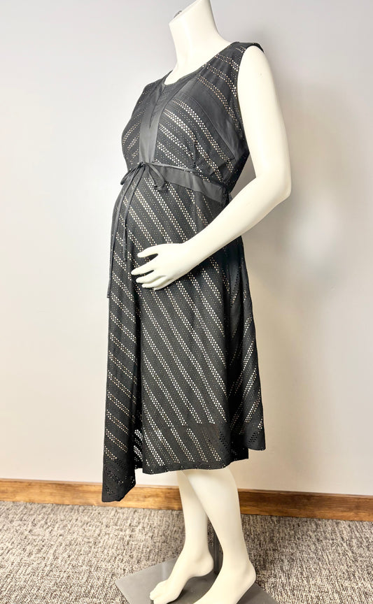 L - Motherhood Black Cutout Scallop-Hem Dress