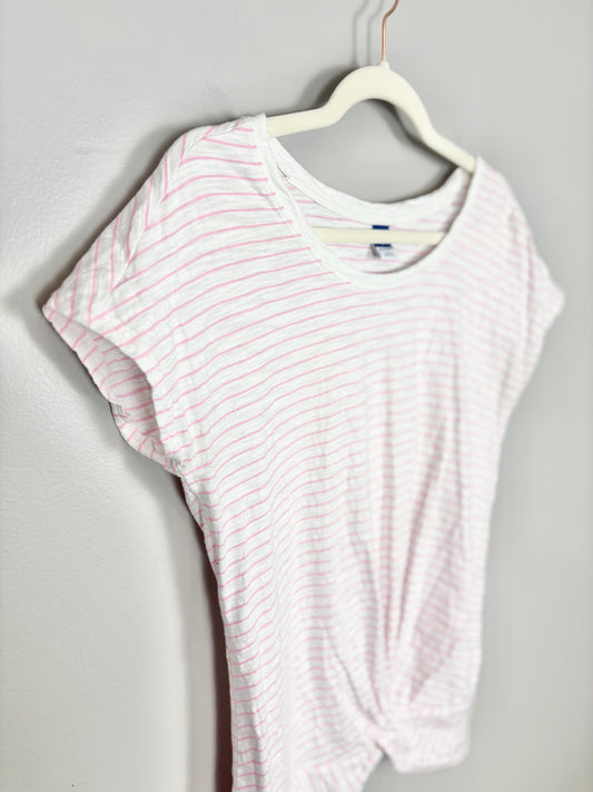 S - Old Navy White & Pink Striped Shirt