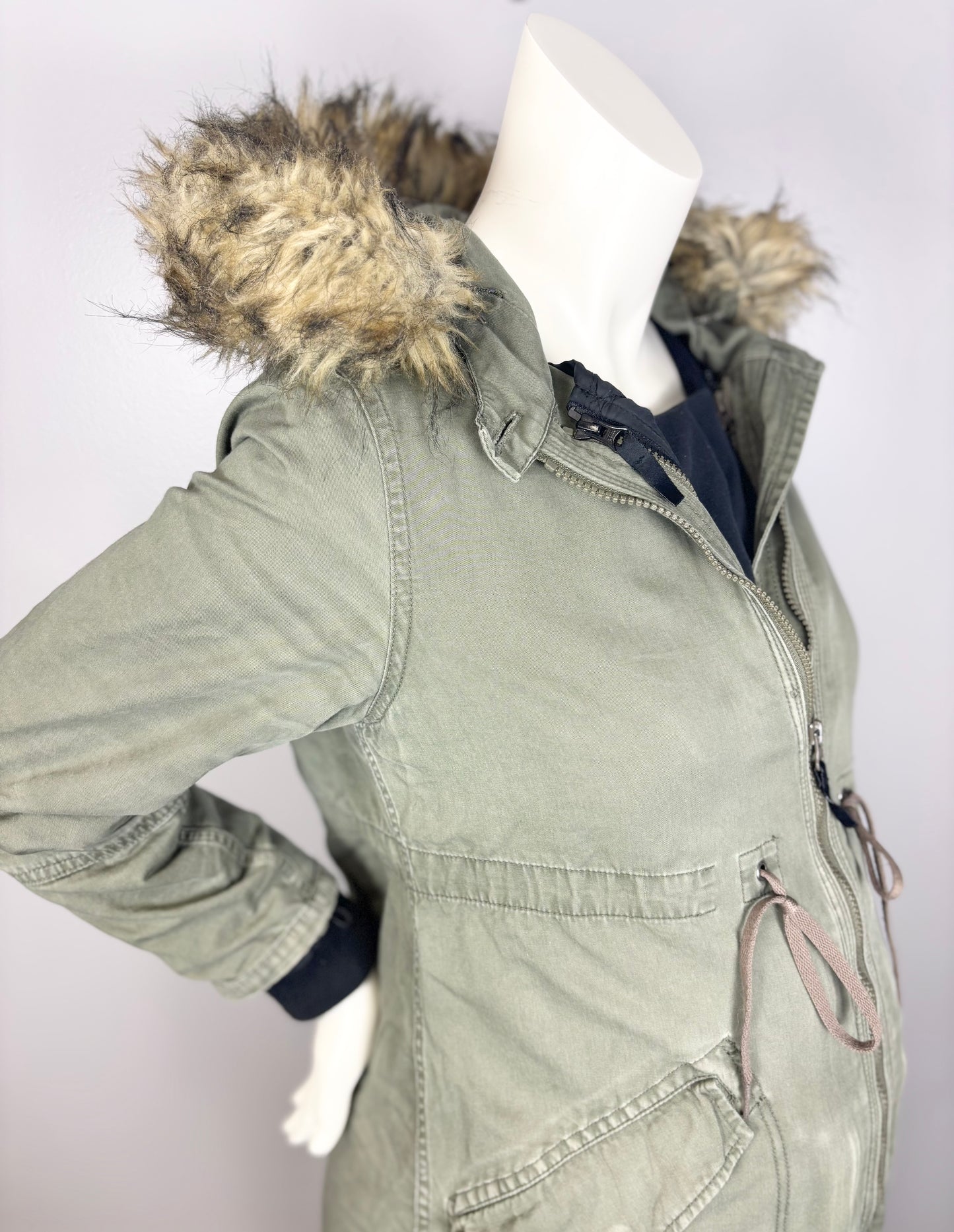 M - Thyme Olive Green Cargo Coat w/Insert