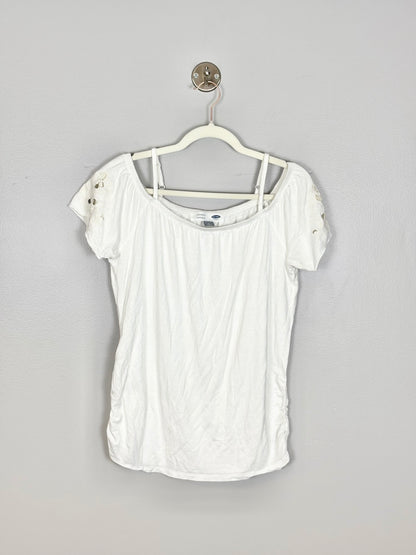 L - Old Navy White Cutout Tee
