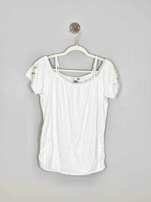 L - Old Navy White Cutout Tee