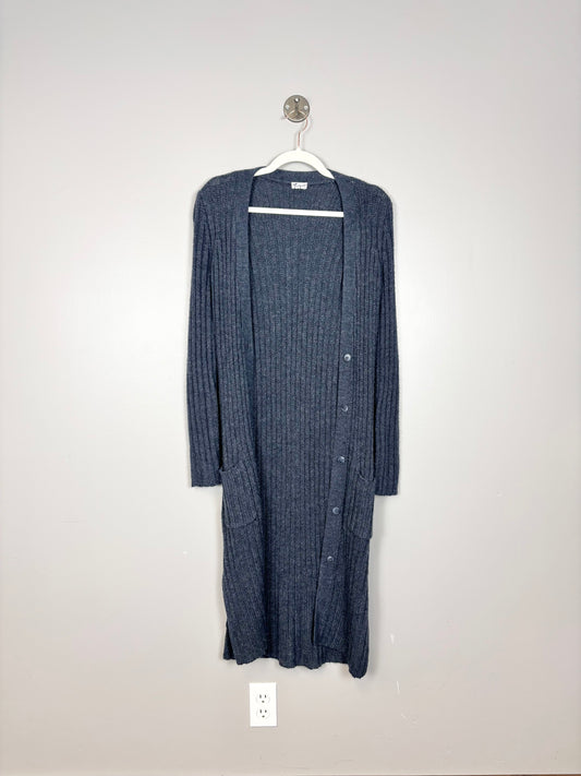 M - Thyme Long Charcoal Cardigan