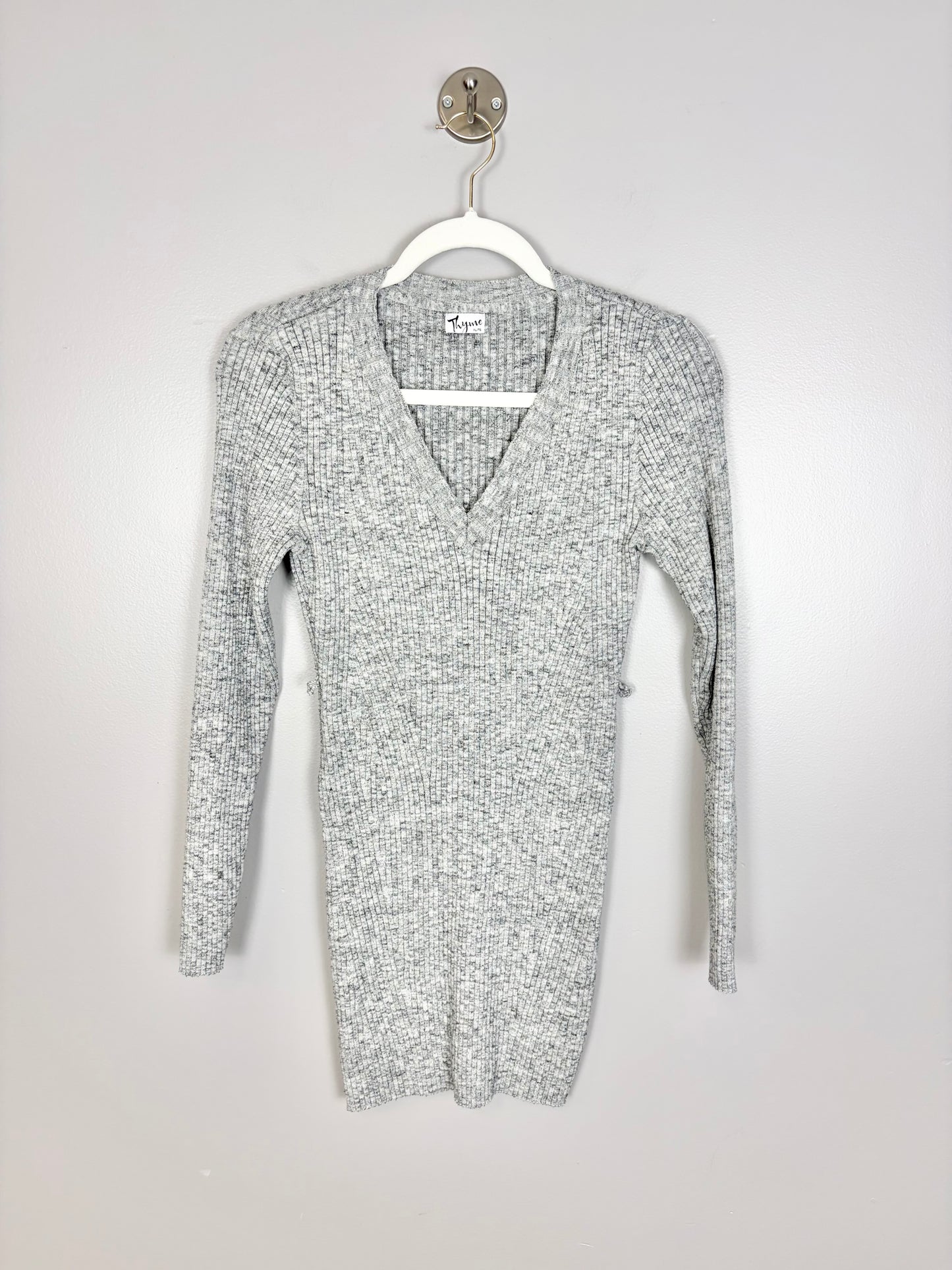 XL - Thyme Ribbed Long Sweater