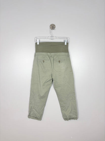 XS - Thyme Sage Green Cuffed Capri