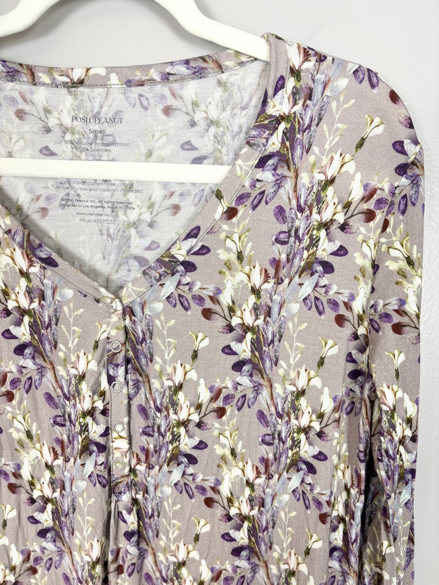 S - Posh Peanut Bamboo Florals Nightgown & Matching 0-3 Month Ruffled Rump Infant Sleeper