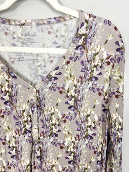 S - Posh Peanut Bamboo Florals Nightgown & Matching 0-3 Month Ruffled Rump Infant Sleeper