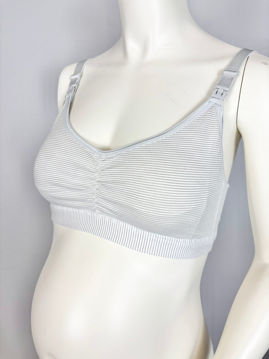 XL - Grey Striped Nursing Bra