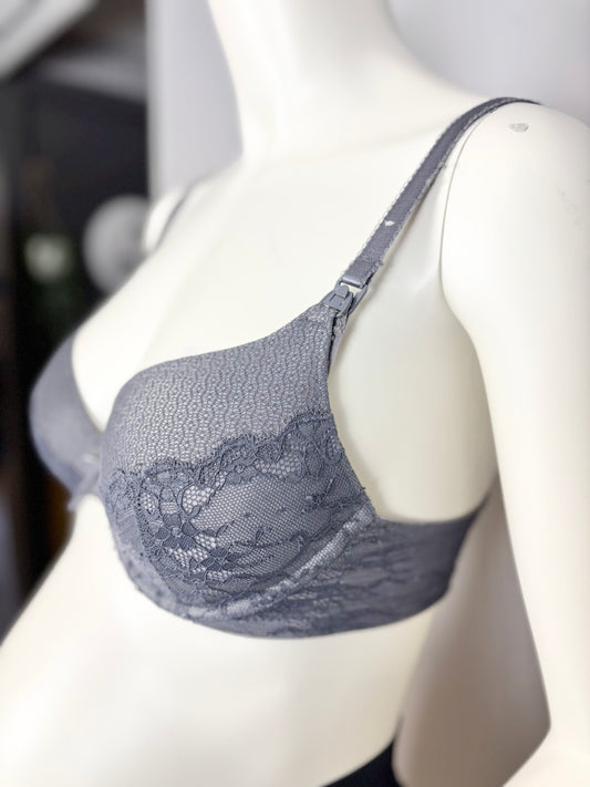 Size 34C/M/L - Thyme Smoke Grey Lace Bra