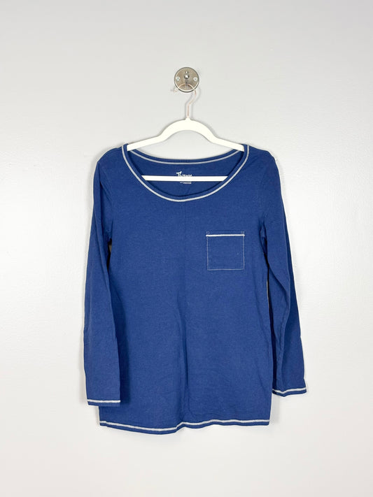 L - Thyme Front Pocket Navy Long Sleeve Shirt