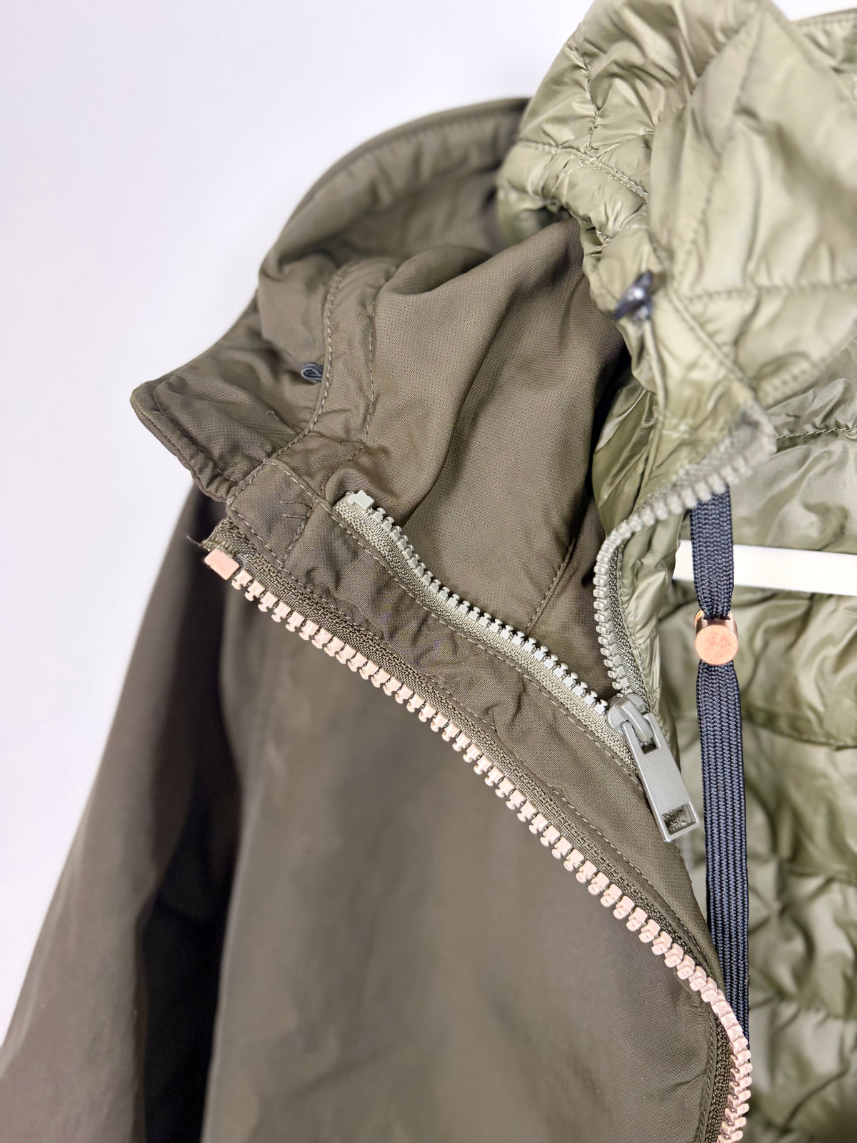 S - Thyme Dark Olive & Rose Gold Maternity Coat