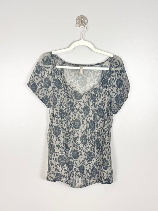 M - Thyme Sheer Floral Blouse