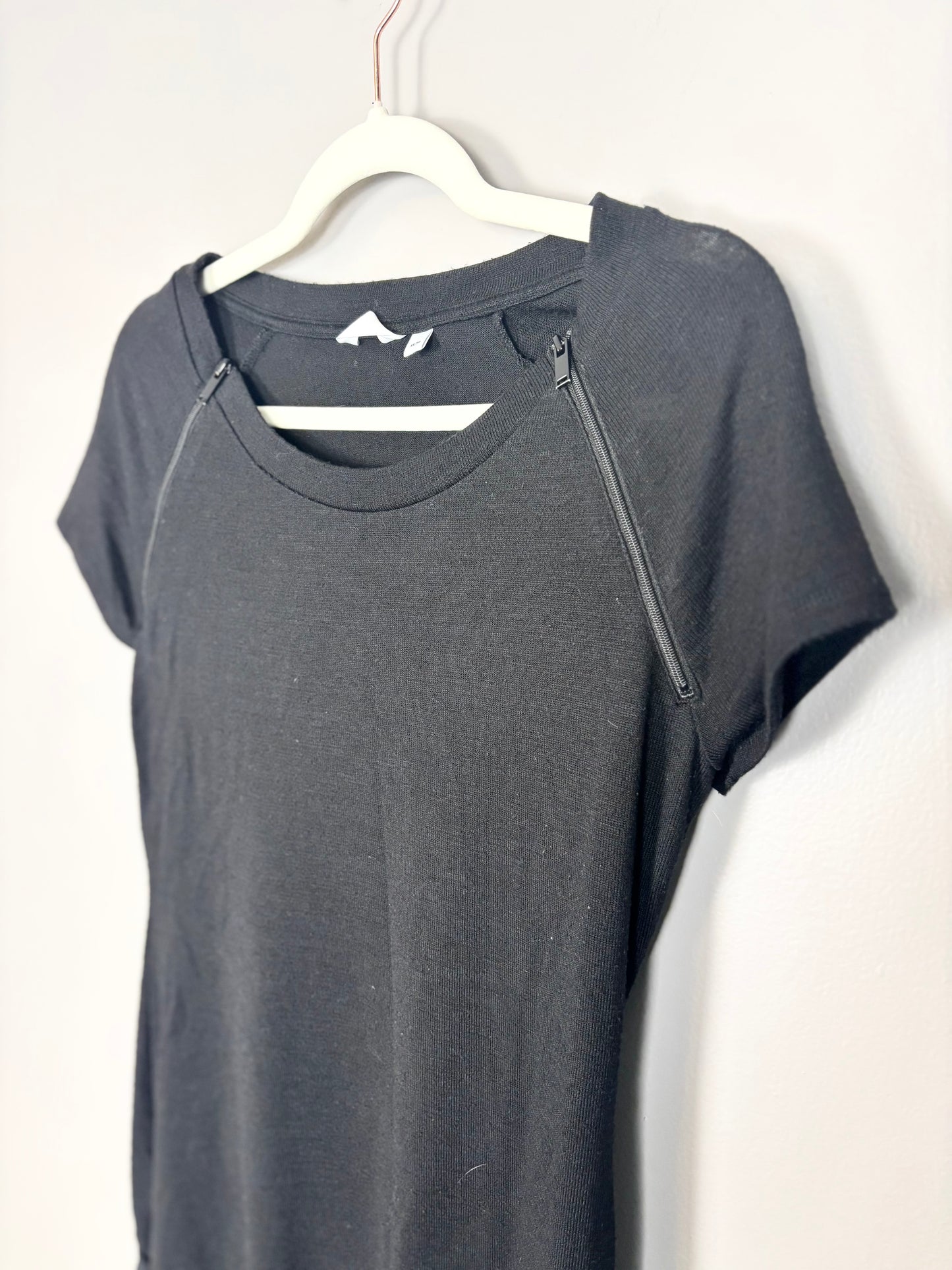 XS- Thyme Black Zippered Nursing Shirt