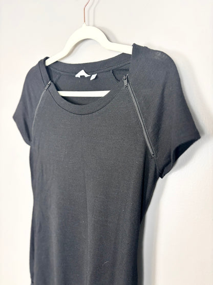 XS- Thyme Black Zippered Nursing Shirt