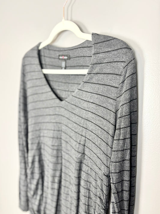 M - Stork & Babe Dark Grey Striped Long Shirt