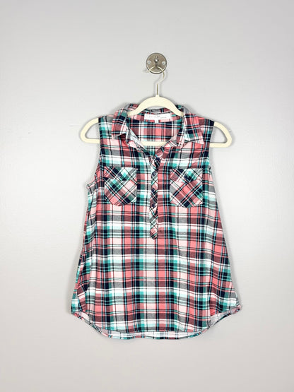 S - Eden & Olivia Pink Plaid Sleeveless Top