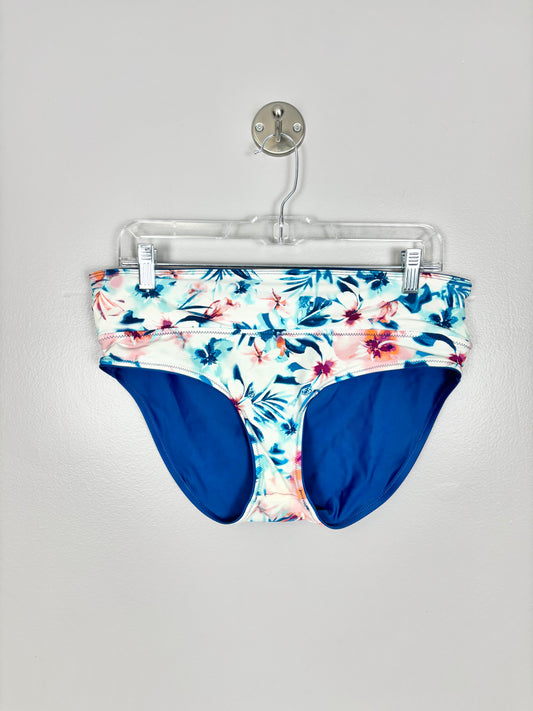 M - Blue Floral High Waist Swim Bottoms