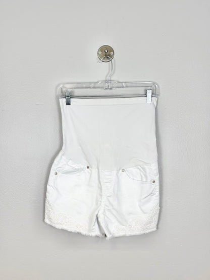 S - Bella Vida White Applique Shorts