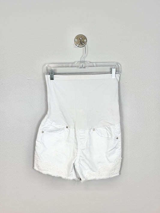 S - Bella Vida White Applique Shorts