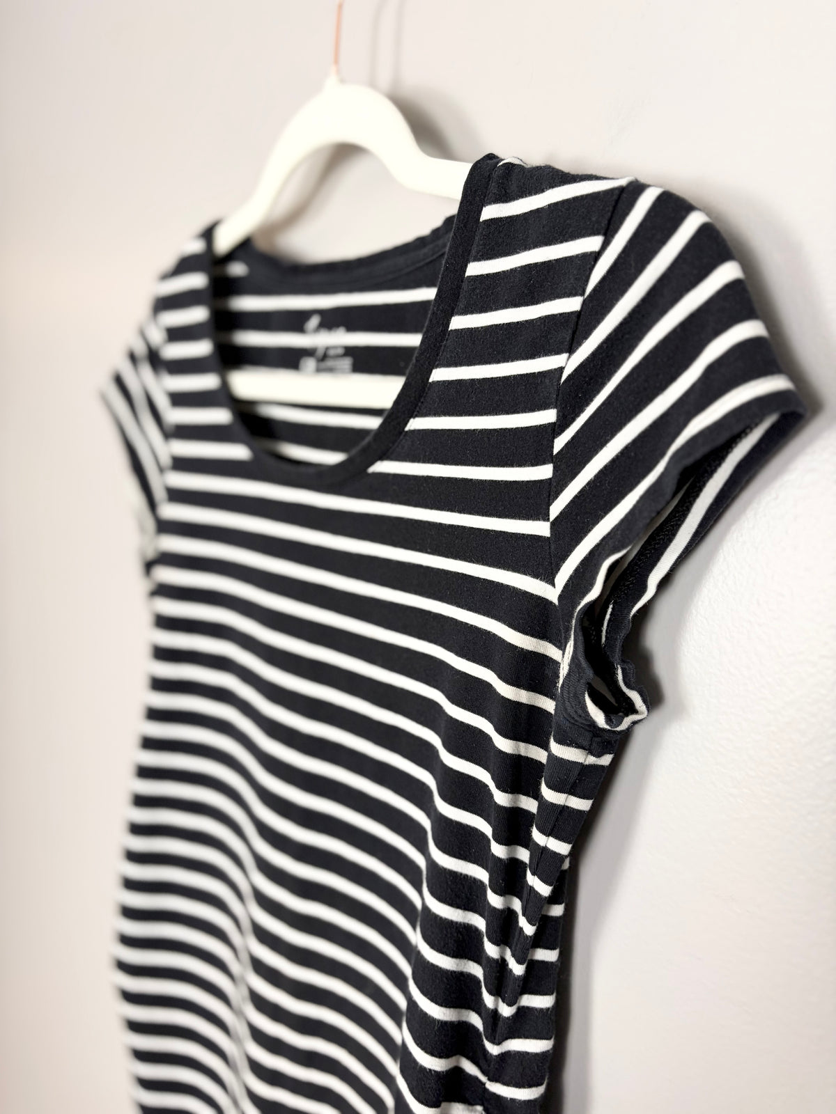 XS - Thyme Black & White Striped Tee
