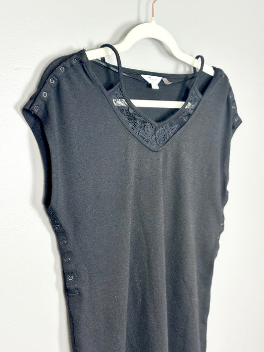 XS - Thyme Snap Side Black Nursing Top