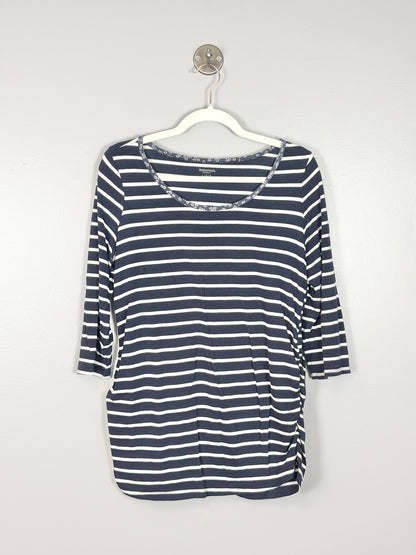 L - Motherhood Navy Stripe Long Sleeve Shirt