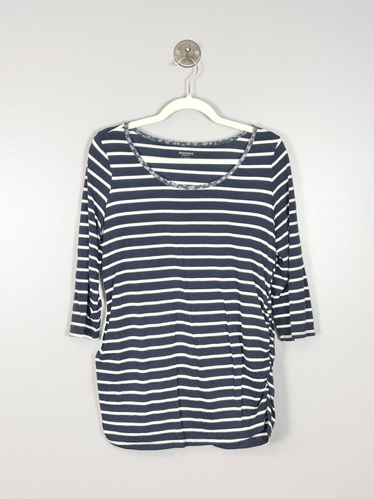 L - Motherhood Navy Stripe Long Sleeve Shirt