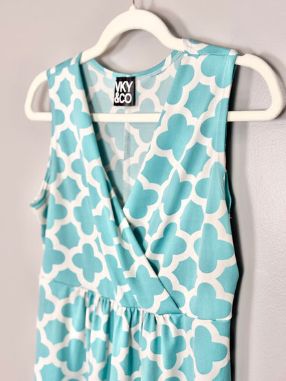 M/L - VKY & CO  Teal Moroccan-Print Sleeveless Blouse