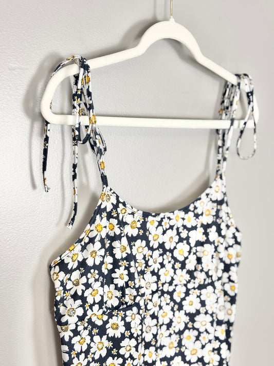 XL - SHEIN Simple Daisies Tie-Shoulder Dress