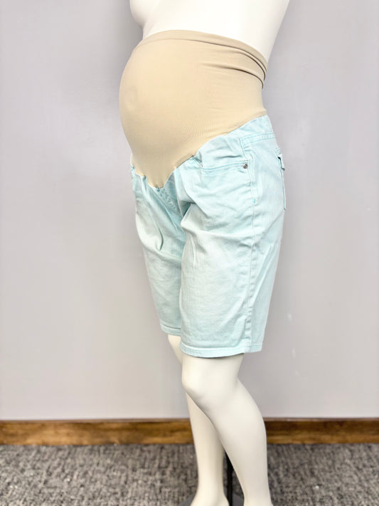 L - Indigo Blue Light Teal Denim Bermuda Shorts