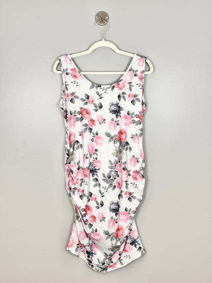L - Unknown Brand White Floral Sleeveless Bodycon Dress