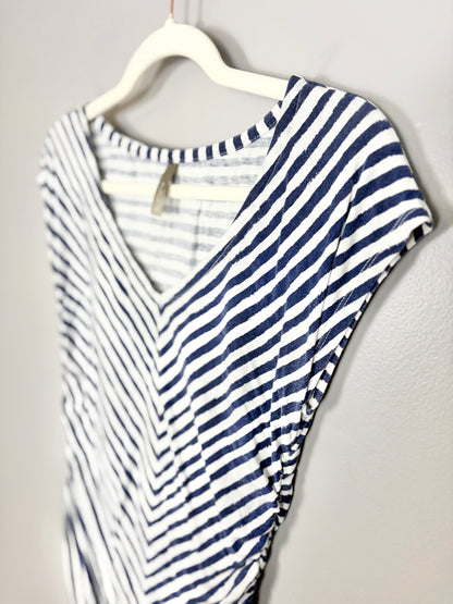 S - Thyme Diagonal Navy Stripe Tee