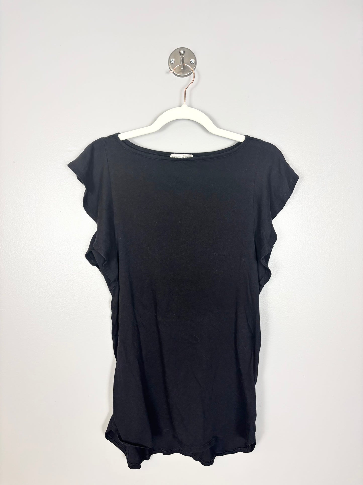 S - Gap Black Flutter Cap Sleeve Shirt