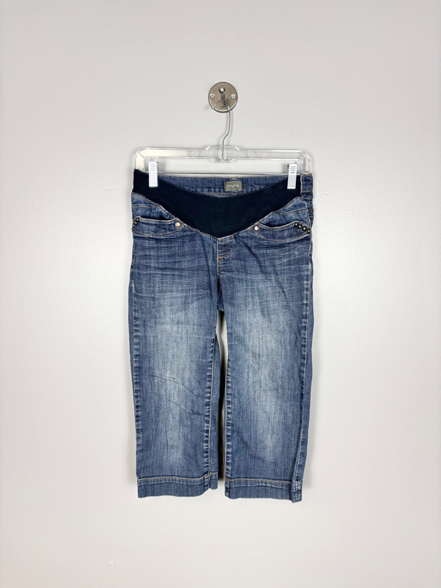 XS - Thyme Low-Panel Denim Capri