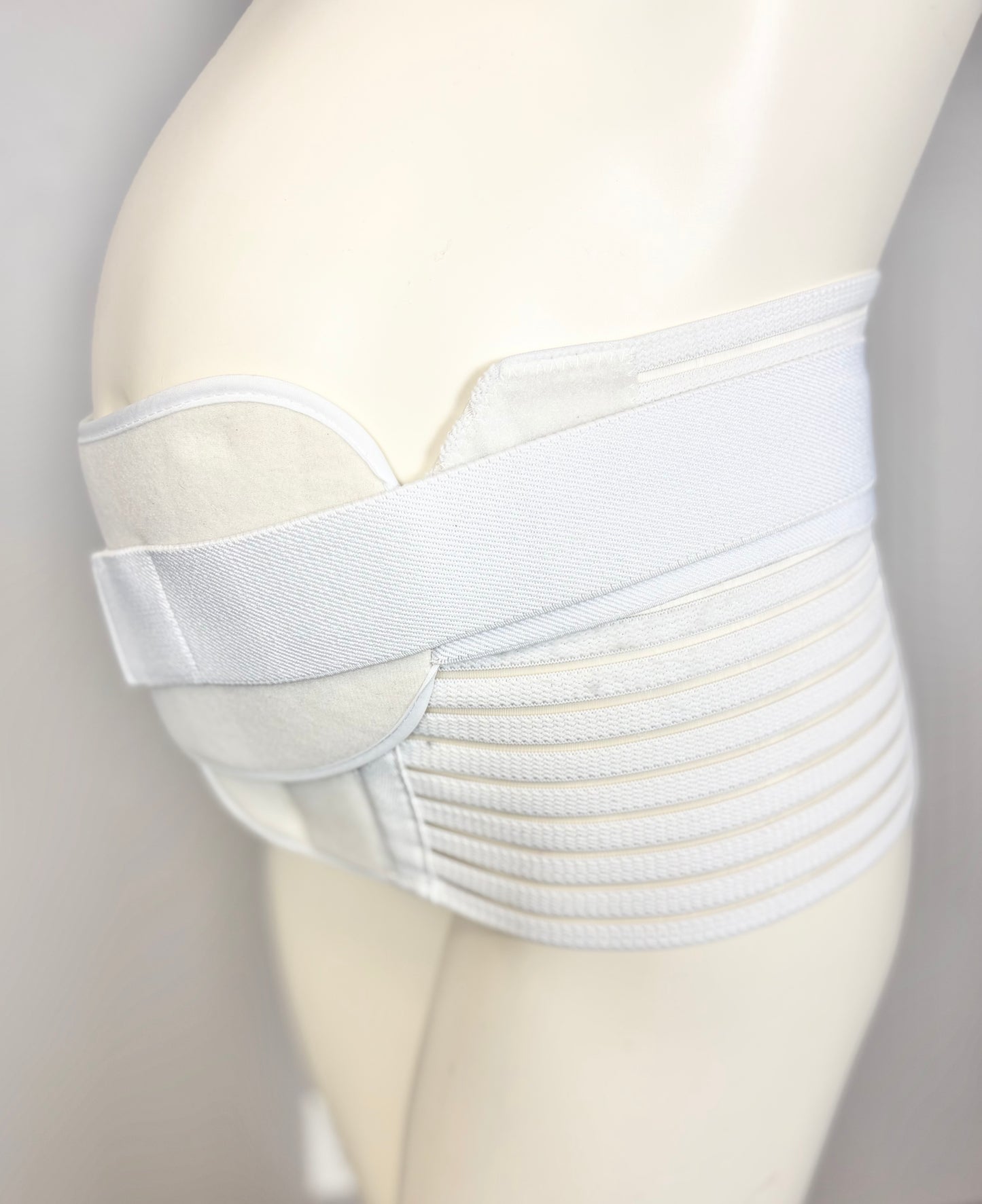 M - White Belly Support Band w/Extension Strap