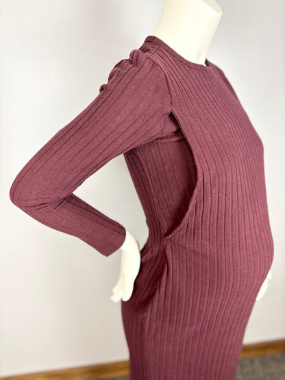 M - Old Navy Soft Ribbed Plum Nursing Dress