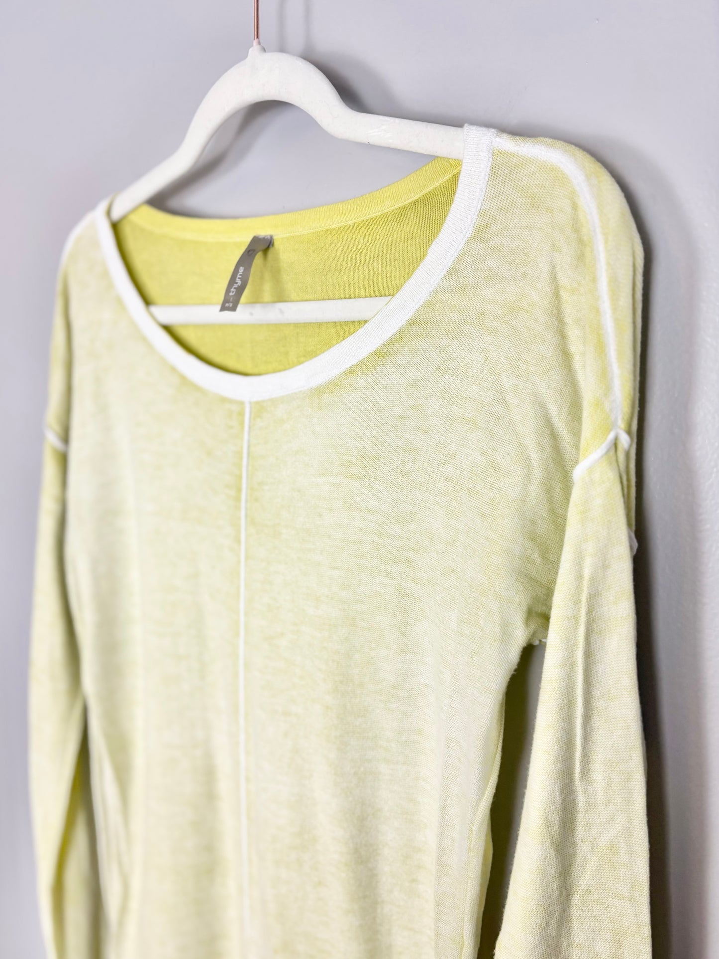 S - Thyme Chartreuse Detail Sweater