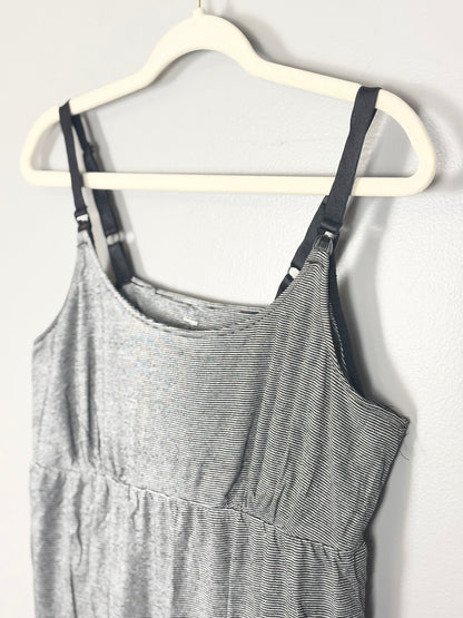 L - Grey & Black Striped Nursing Tank