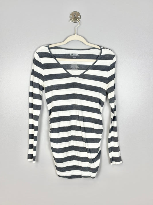 M - Old Navy Grey & White Stripe Shirt