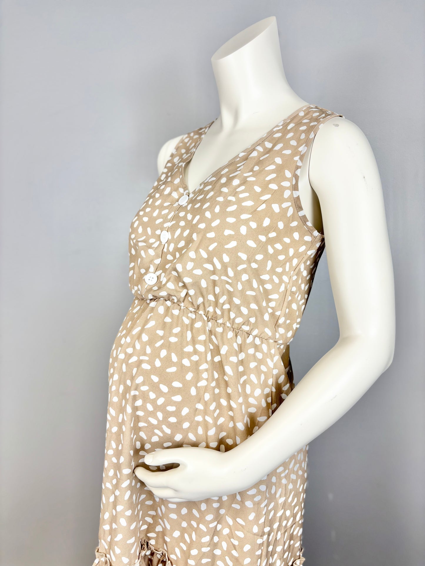S - SHEIN Tan Abstract Dots Dress