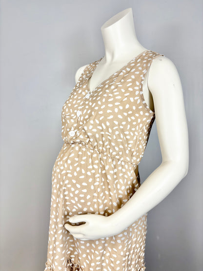 S - SHEIN Tan Abstract Dots Dress