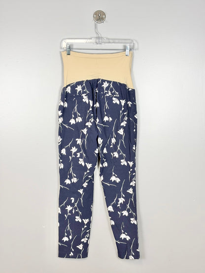 L - Motherhood Navy Floral Crop Pant