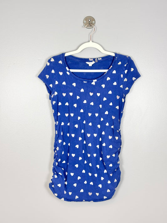 M - Thyme Blue Hearts Fitted Shirt