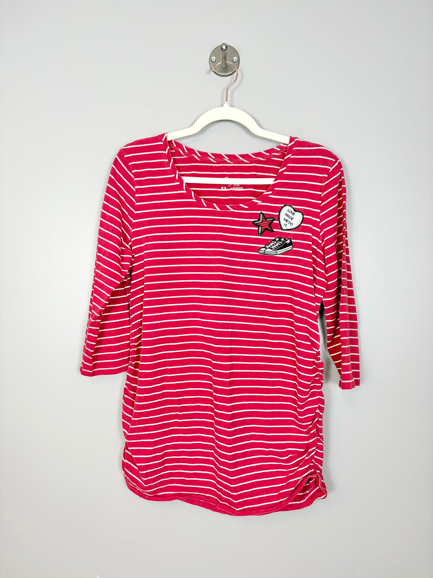 XL - Thyme “Love Made Me Do It” Striped Red Tee