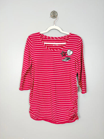XL - Thyme “Love Made Me Do It” Striped Red Tee