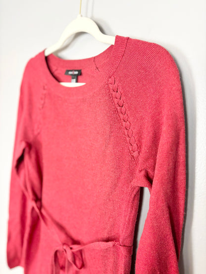 XS - Stork & Babe Red Braided Tie-Waist Sweater